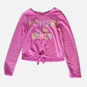 ACTIVE LIFE Girl’s Long Sleeve Pink Front Knot Top - Size 7-8